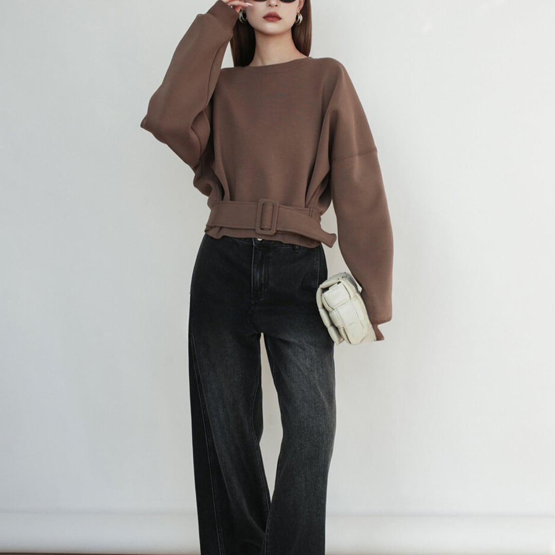 Ava Buckle Belt Sweatshirt