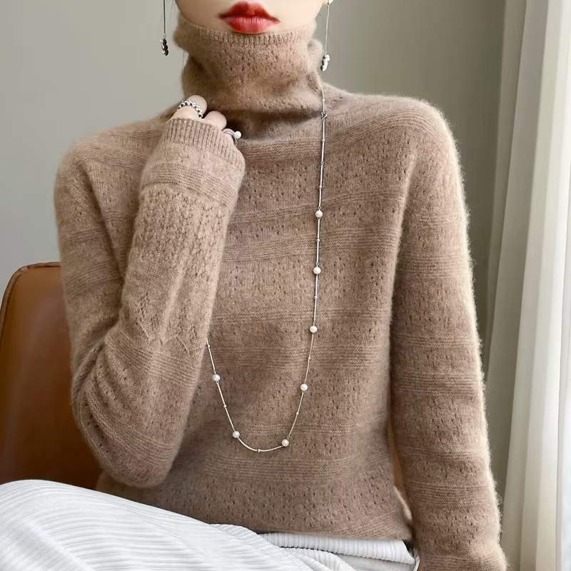 100% Pure Wool Stacked Collar Sweater