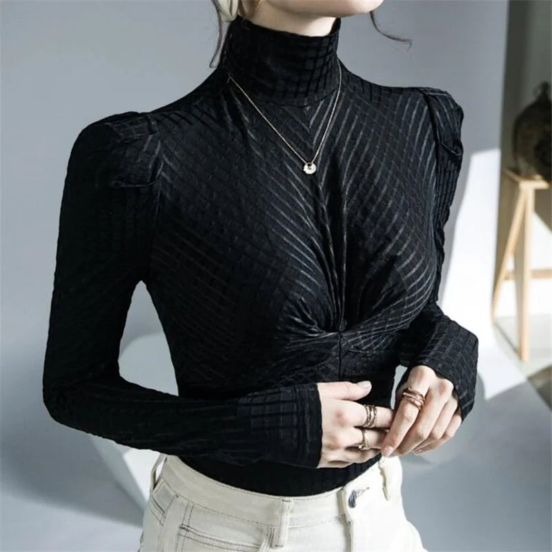 Women's Waffle Turtleneck