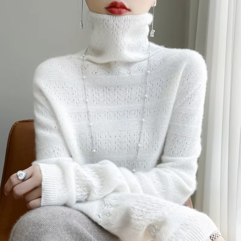 100% Pure Wool Stacked Collar Sweater