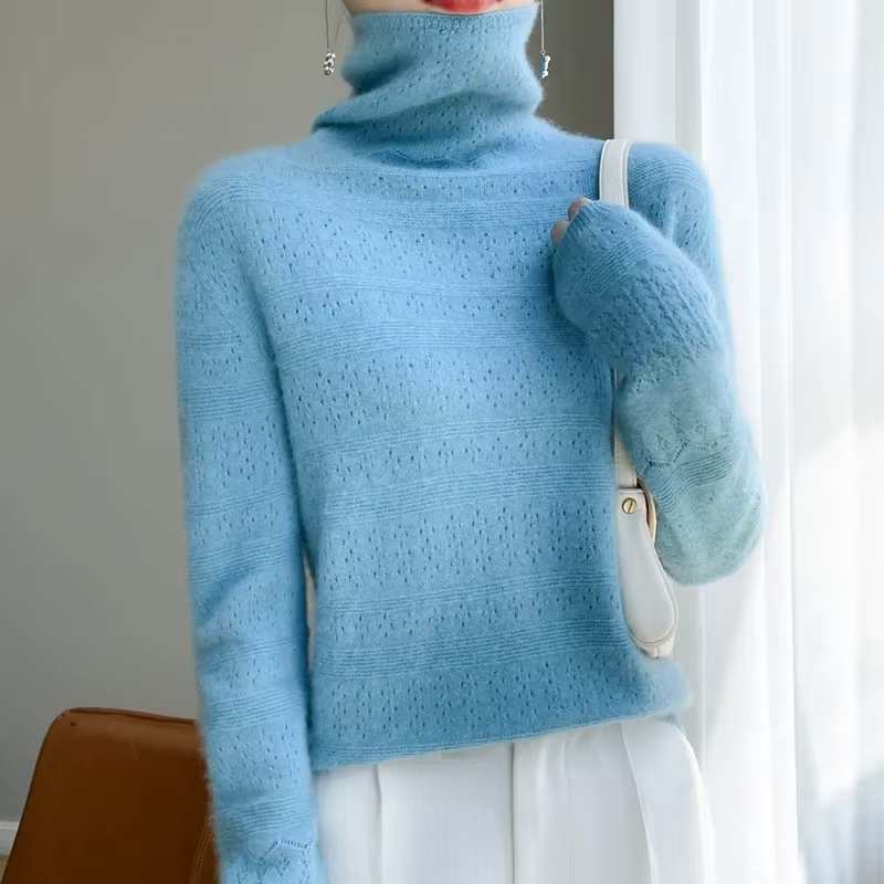 100% Pure Wool Stacked Collar Sweater