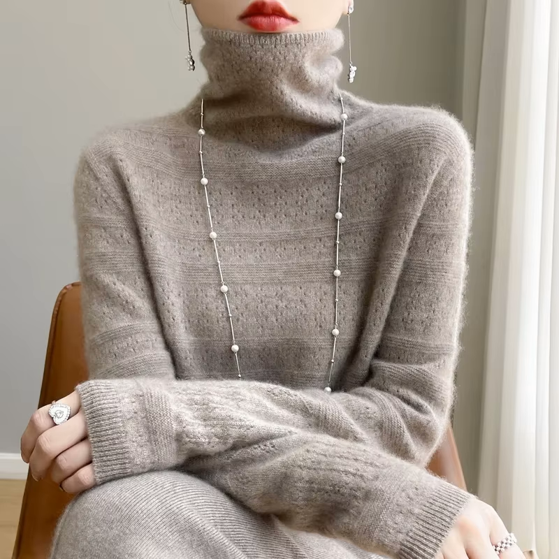 100% Pure Wool Stacked Collar Sweater