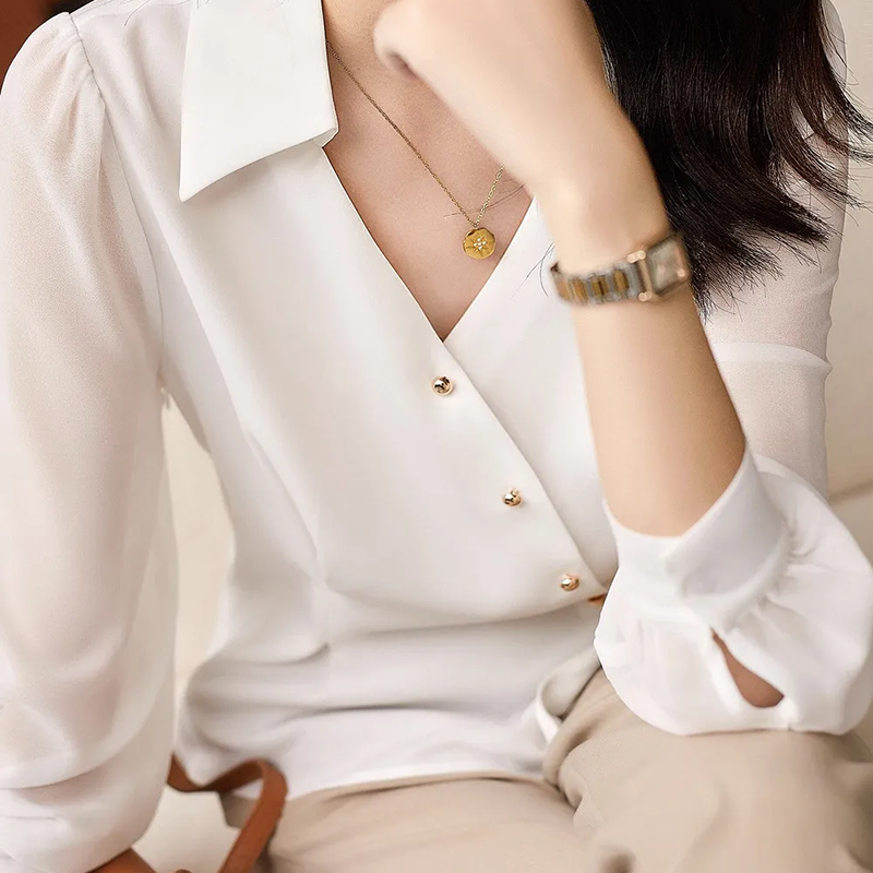 Asymmetrical Sheer Sleeve Blouse