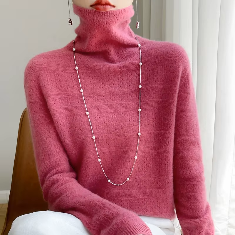 100% Pure Wool Stacked Collar Sweater