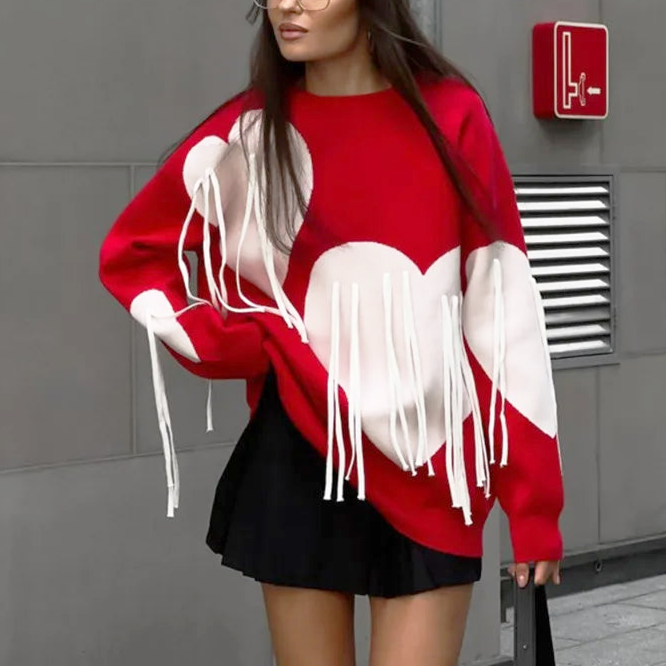 Eva Heart Round Neck Sweater