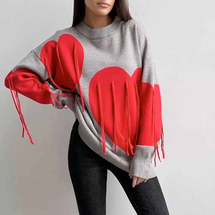 Eva Heart Round Neck Sweater