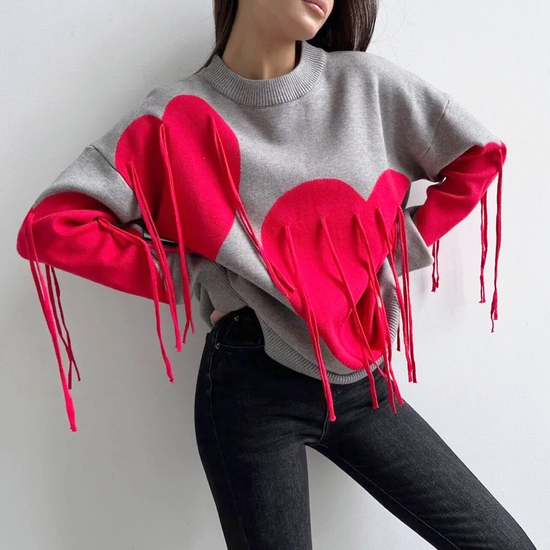 Eva Heart Round Neck Sweater