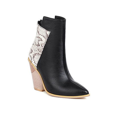 Ella Croco-Effect Western Boots with Chunky Heel