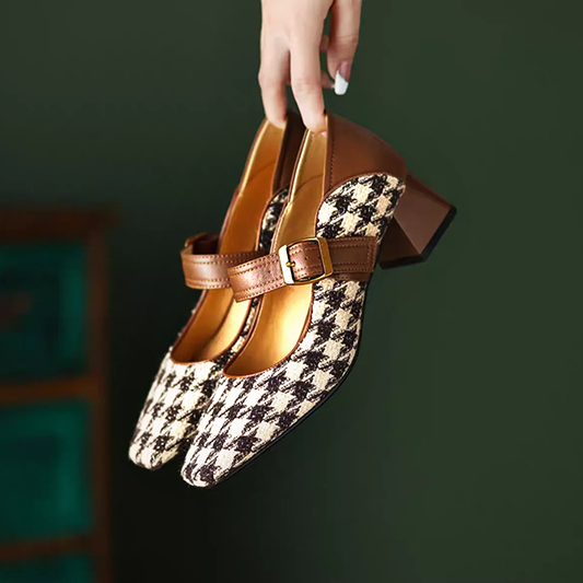 Isolde Houndstooth Slingback Heels