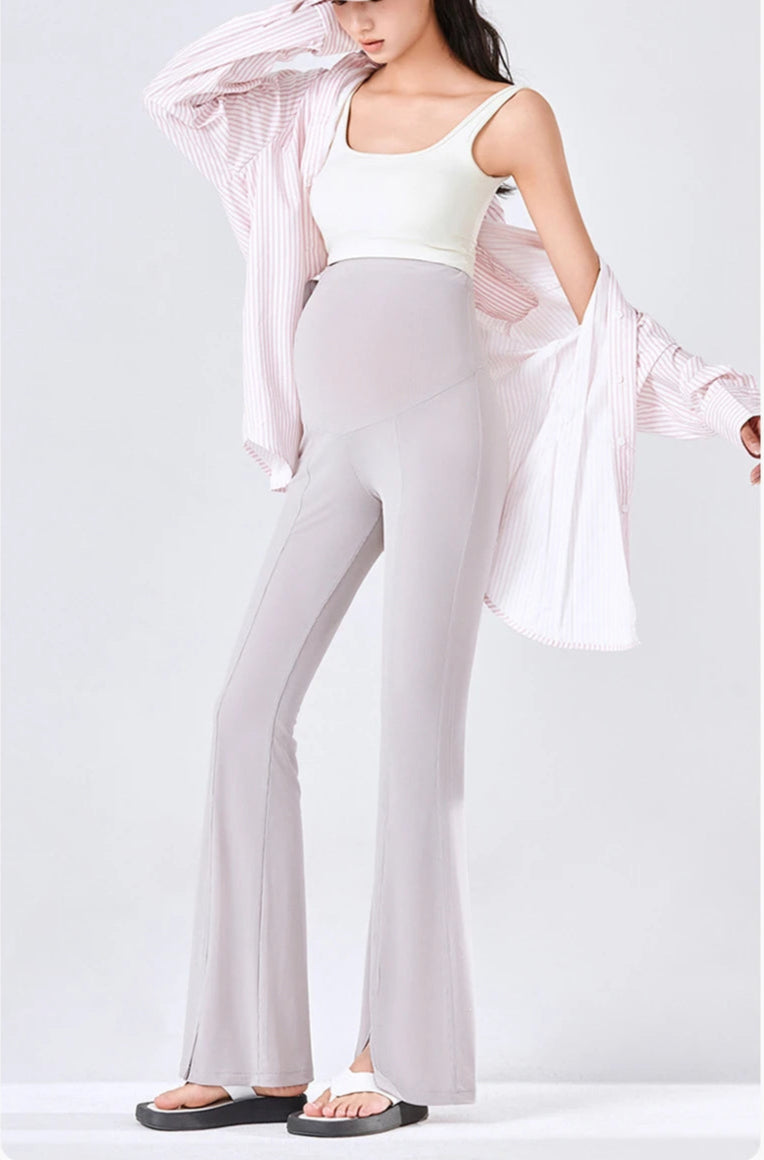 Isabella Maternity Flare Pants with Front Slit