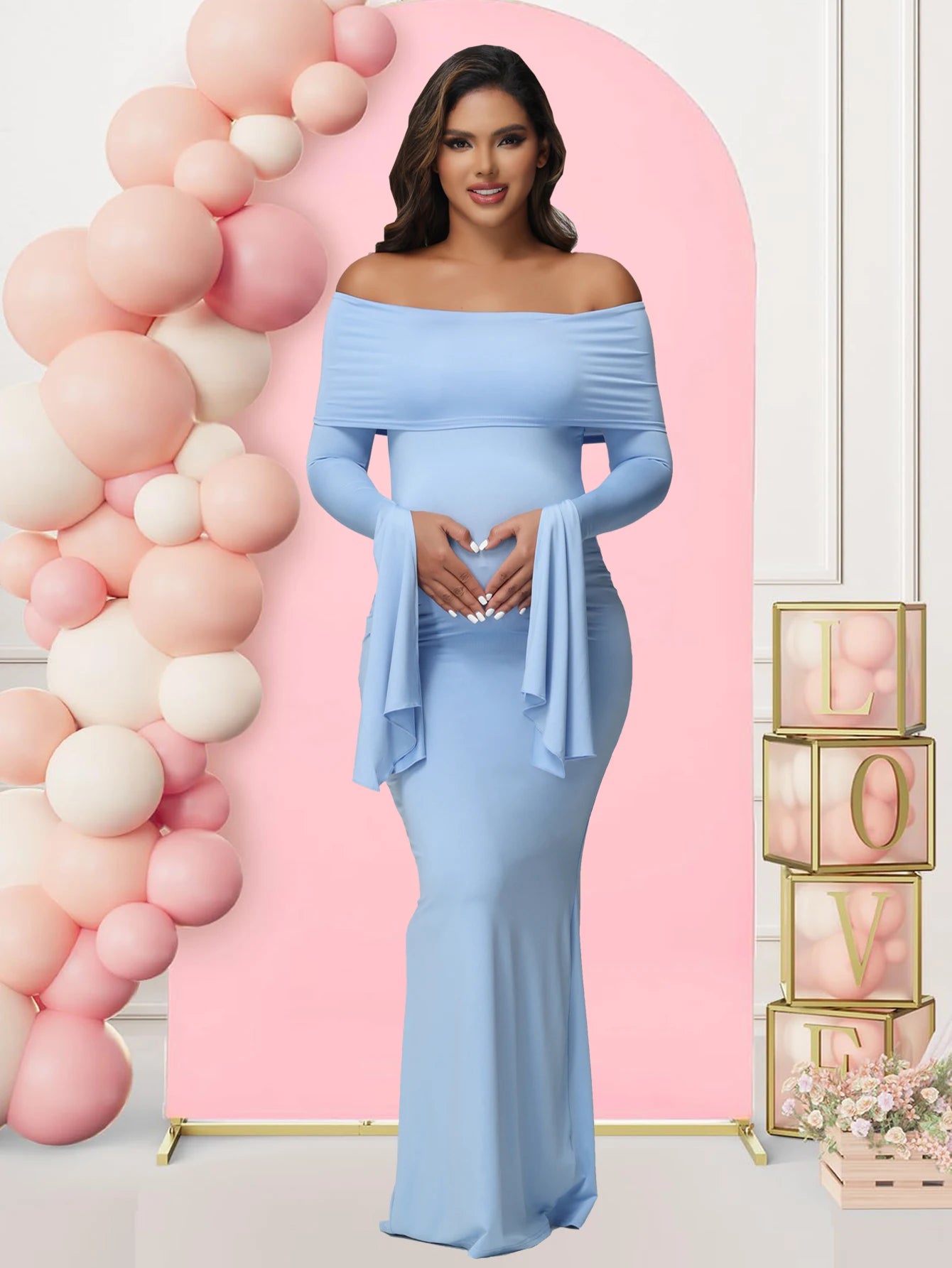 Celeste Off-Shoulder Maternity Gown