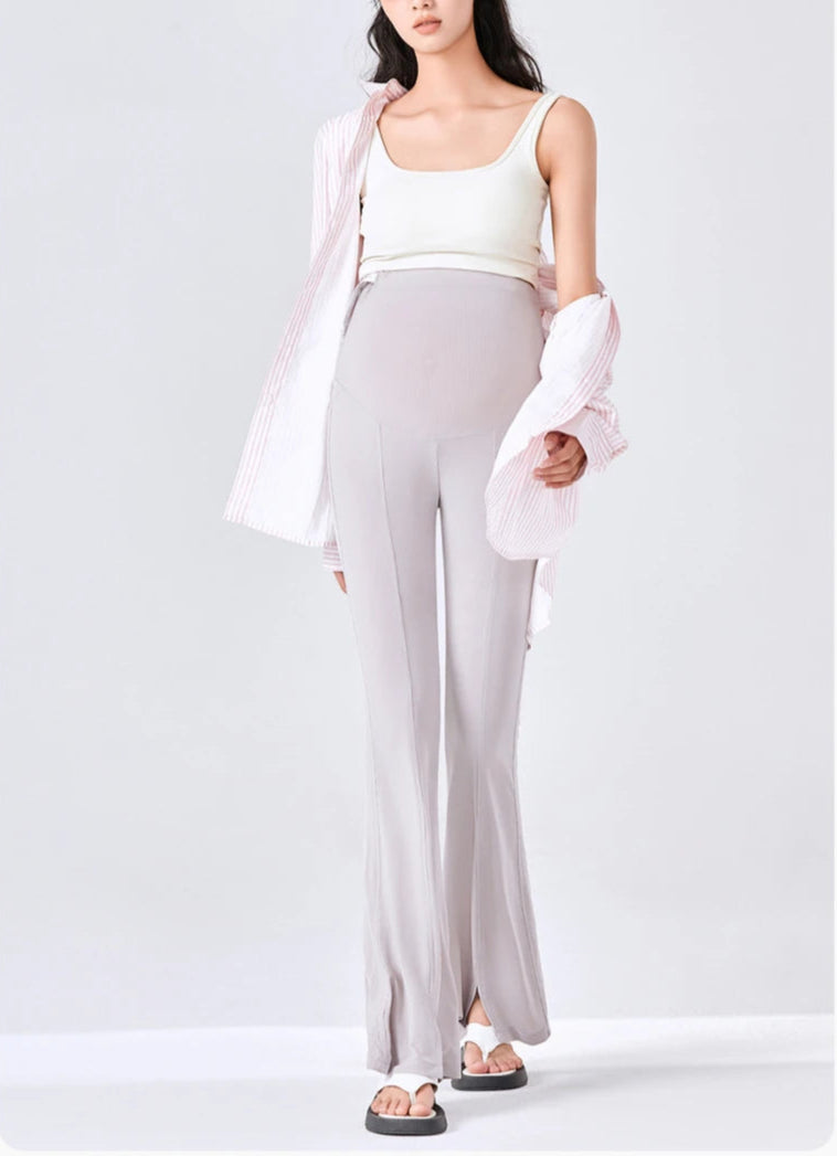 Isabella Maternity Flare Pants with Front Slit