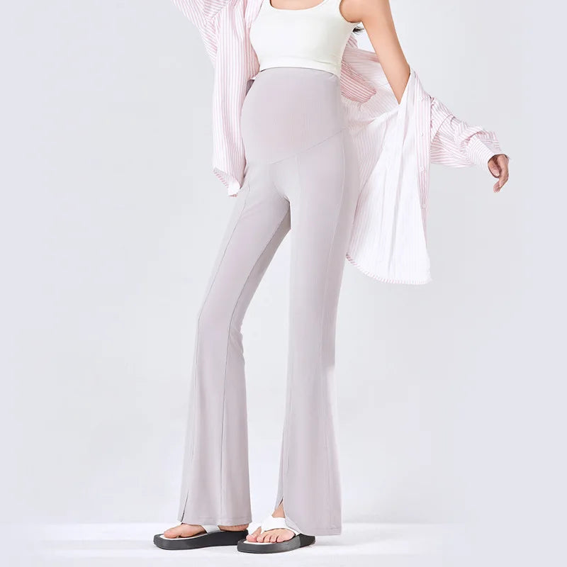 Isabella Maternity Flare Pants with Front Slit