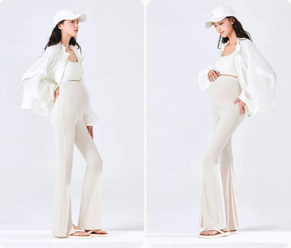 Isabella Maternity Flare Pants with Front Slit