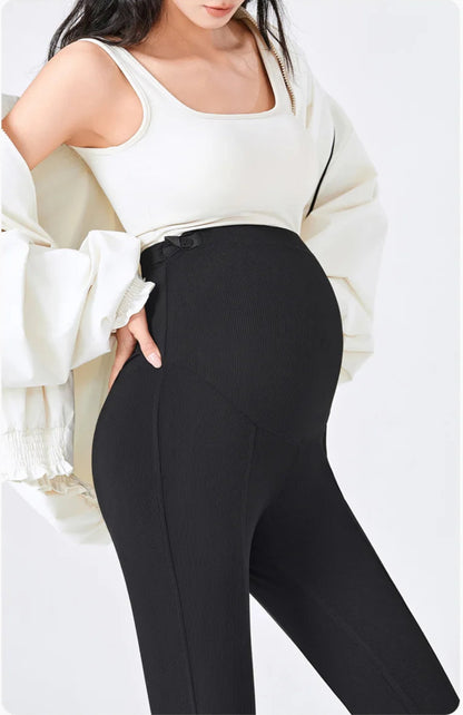 Isabella Maternity Flare Pants with Front Slit
