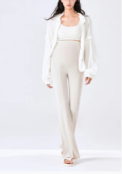 Isabella Maternity Flare Pants with Front Slit