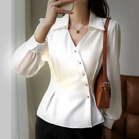 Asymmetrical Sheer Sleeve Blouse