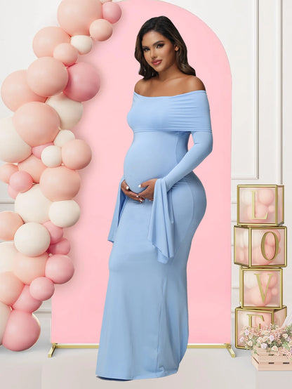 Celeste Off-Shoulder Maternity Gown