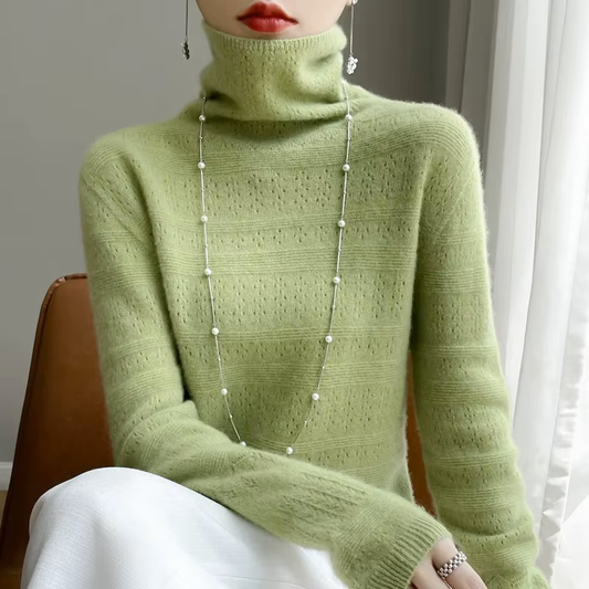 100% Pure Wool Stacked Collar Sweater