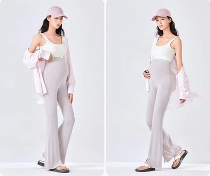 Isabella Maternity Flare Pants with Front Slit