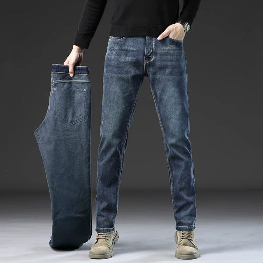 Fleece-Lined Straight-Leg Jeans