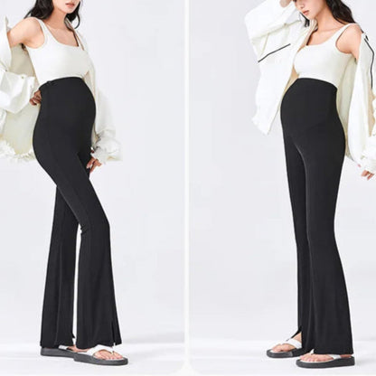 Isabella Maternity Flare Pants with Front Slit