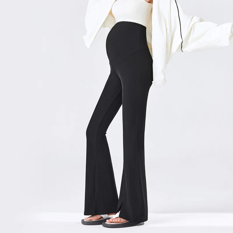 Isabella Maternity Flare Pants with Front Slit