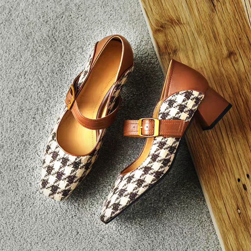 Isolde Houndstooth Slingback Heels