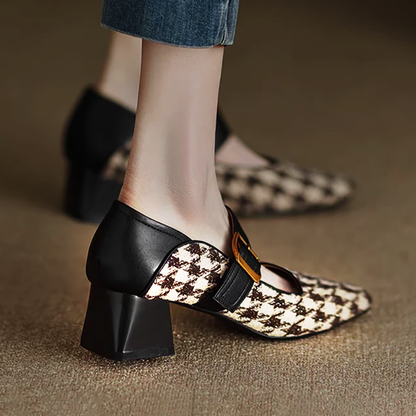 Isolde Houndstooth Slingback Heels