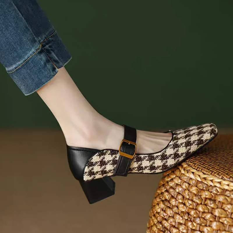 Isolde Houndstooth Slingback Heels